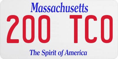 MA license plate 200TC0