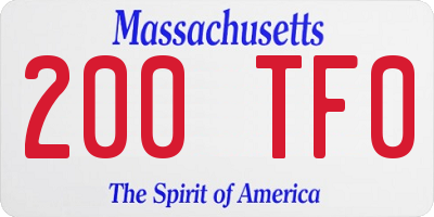 MA license plate 200TF0