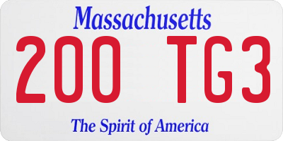 MA license plate 200TG3