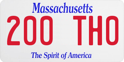 MA license plate 200TH0