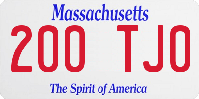 MA license plate 200TJ0