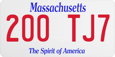 MA license plate 200TJ7