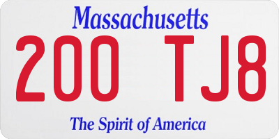 MA license plate 200TJ8