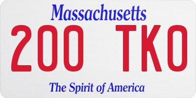 MA license plate 200TK0