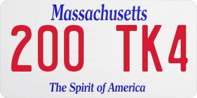 MA license plate 200TK4
