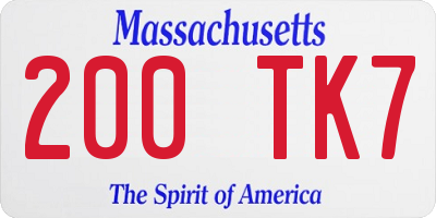 MA license plate 200TK7