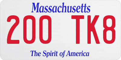 MA license plate 200TK8