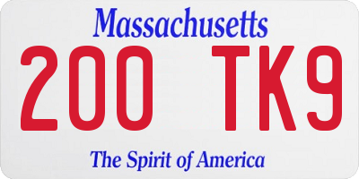 MA license plate 200TK9