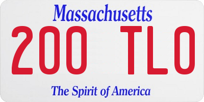 MA license plate 200TL0