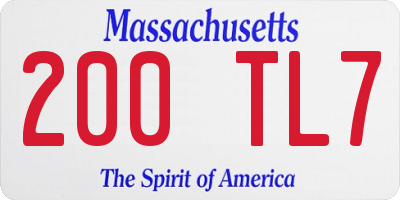MA license plate 200TL7