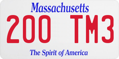 MA license plate 200TM3