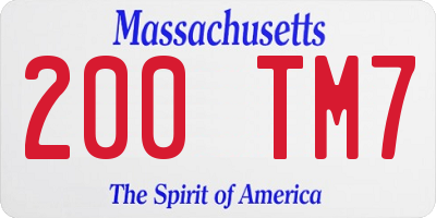 MA license plate 200TM7