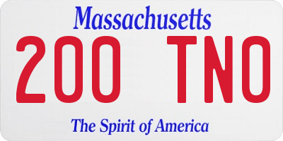 MA license plate 200TN0