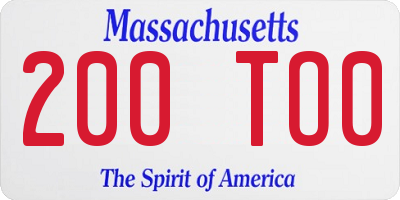 MA license plate 200TO0