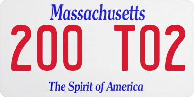 MA license plate 200TO2