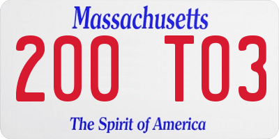 MA license plate 200TO3