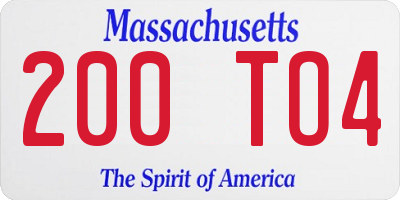 MA license plate 200TO4