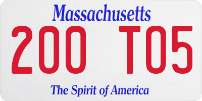 MA license plate 200TO5