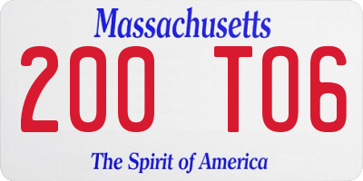 MA license plate 200TO6