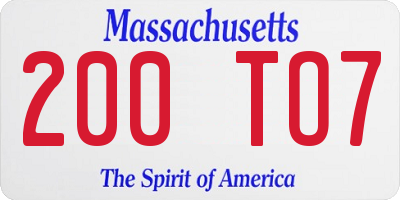 MA license plate 200TO7