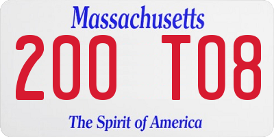MA license plate 200TO8