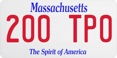 MA license plate 200TP0