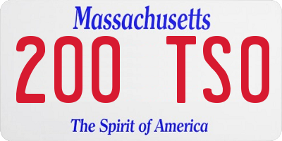 MA license plate 200TS0