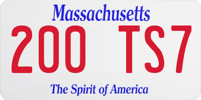 MA license plate 200TS7