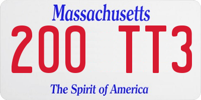 MA license plate 200TT3