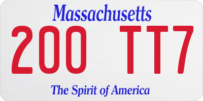 MA license plate 200TT7