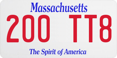 MA license plate 200TT8