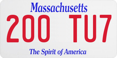 MA license plate 200TU7