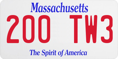 MA license plate 200TW3