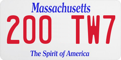 MA license plate 200TW7