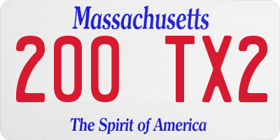MA license plate 200TX2