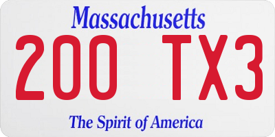 MA license plate 200TX3