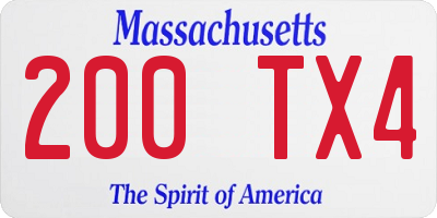 MA license plate 200TX4