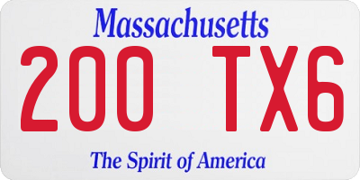 MA license plate 200TX6