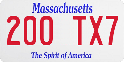 MA license plate 200TX7