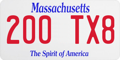 MA license plate 200TX8