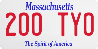 MA license plate 200TY0
