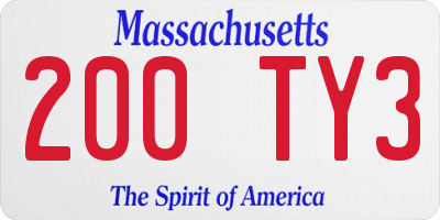 MA license plate 200TY3