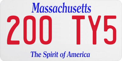 MA license plate 200TY5