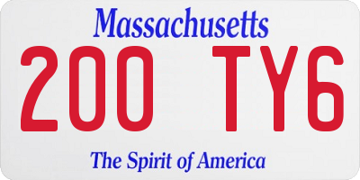 MA license plate 200TY6