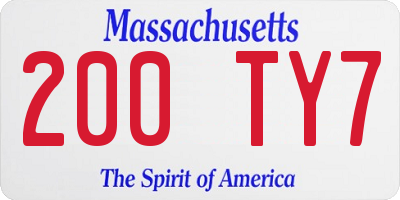 MA license plate 200TY7