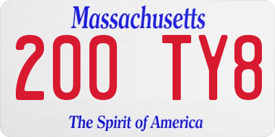MA license plate 200TY8