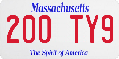 MA license plate 200TY9