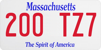 MA license plate 200TZ7