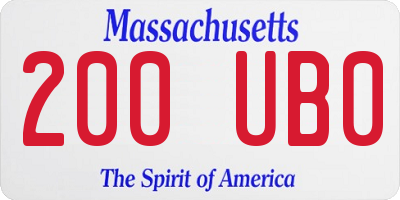 MA license plate 200UB0