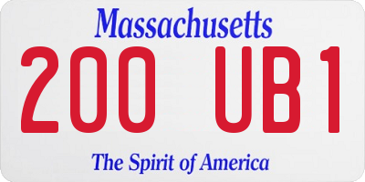 MA license plate 200UB1